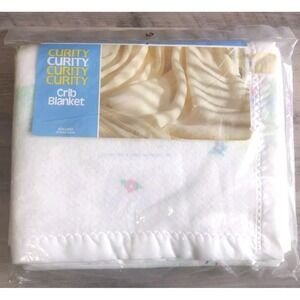 Vintage 1987 Curity Baby Crib Blanket Style #909-19 Sheep Fence Pastel 40x45 NEW